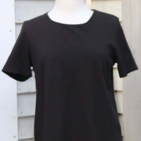 Esmara Black Short Sleeve Exposed Back Zipper Knit Cotton Blend Sheath Dress MED - Picture 2 of 7